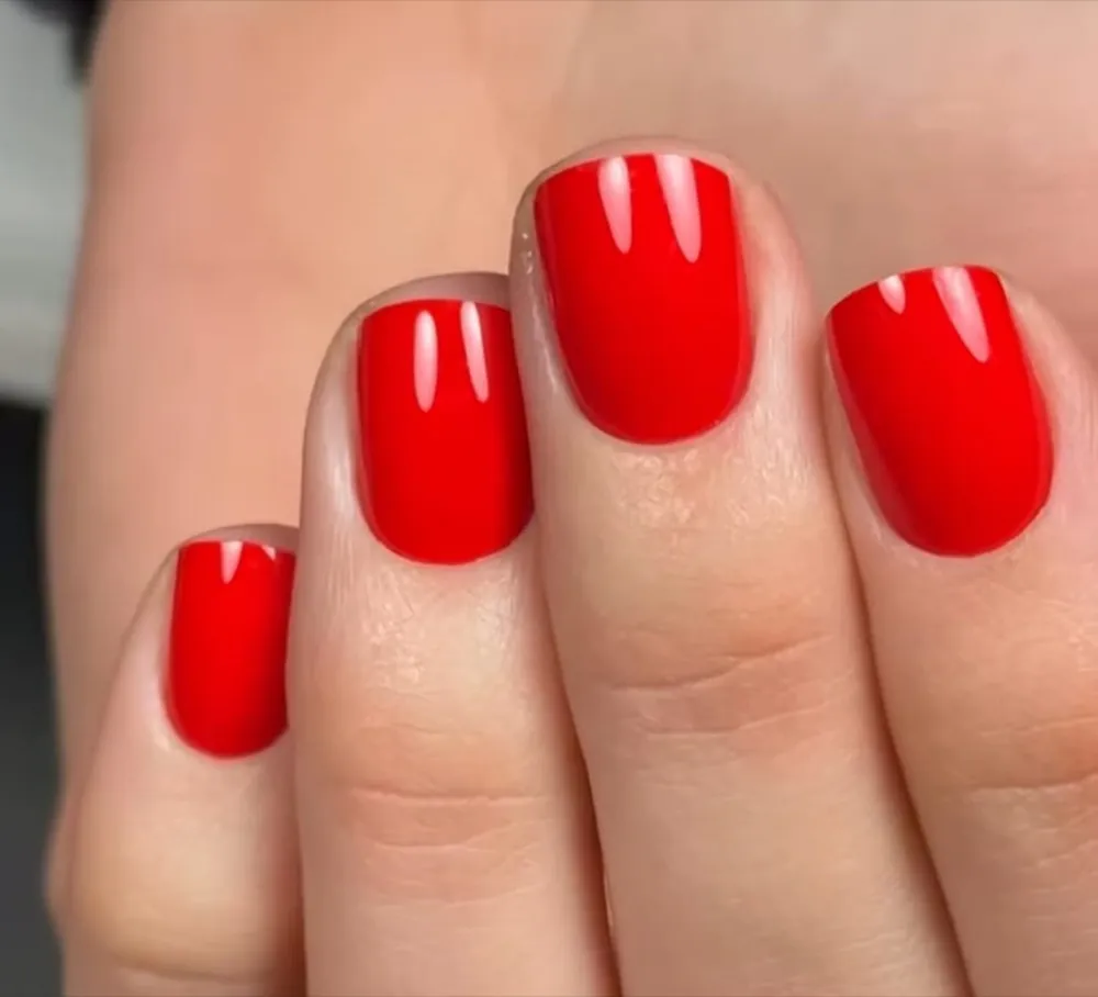 Classic red gel manicure by Elena at Bond Beauty Larnaca